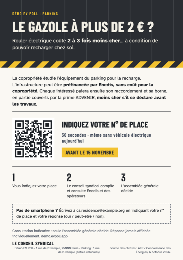 Flyer A5 de la campagne, avec QR code